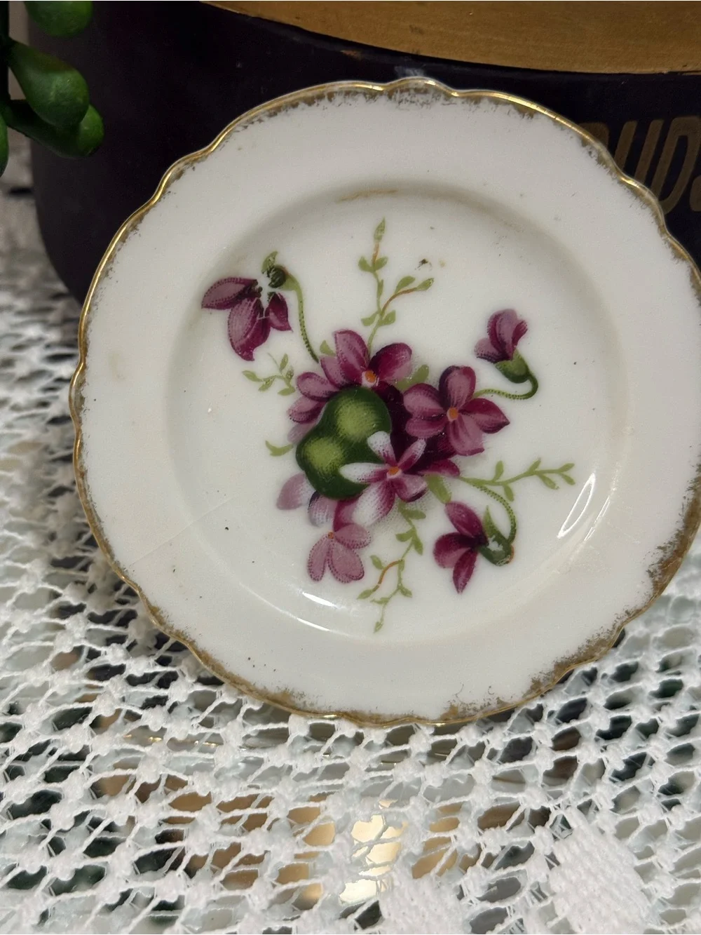 Vintage Miniature Porcelain Floral Plates Butter Pats Lot 2 Hand painted Japan